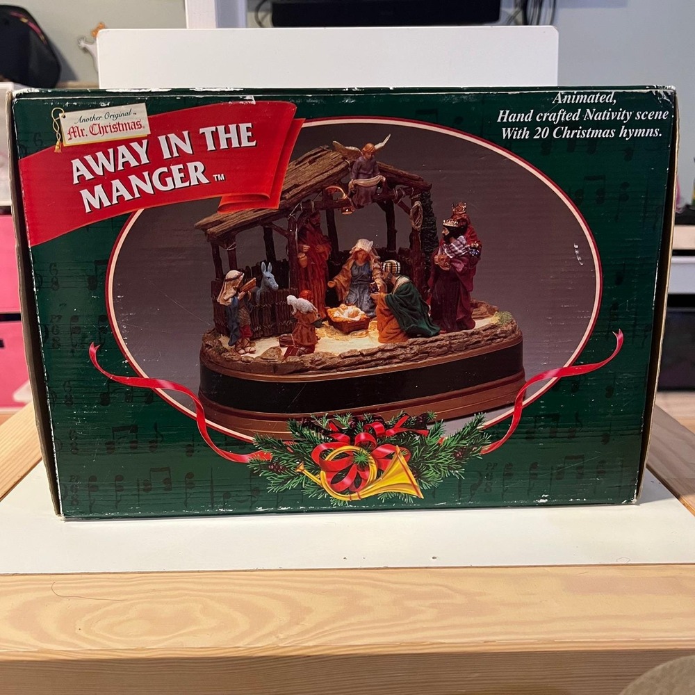 Vintage Mr. Christmas Away in the Manger Animated Nativity 20 Hymns Tested